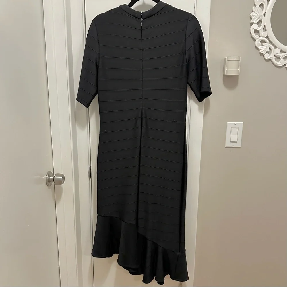 SOLD. Shoshanna Adria Shirt Sheath Midi Dress 12 Asymmetrical Ruffle Flu - Picture 6 of 11